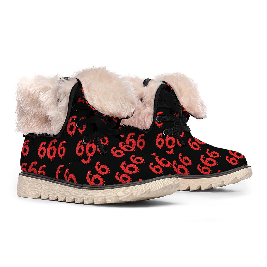 666 Satan Pattern Print Winter Boots