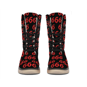 666 Satan Pattern Print Winter Boots