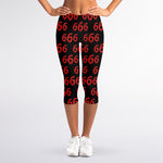 666 Satan Pattern Print Women's Capri Leggings
