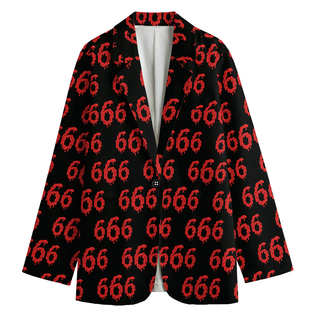 666 Satan Pattern Print Women's Cotton Blazer