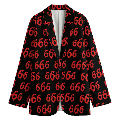 666 Satan Pattern Print Women's Cotton Blazer