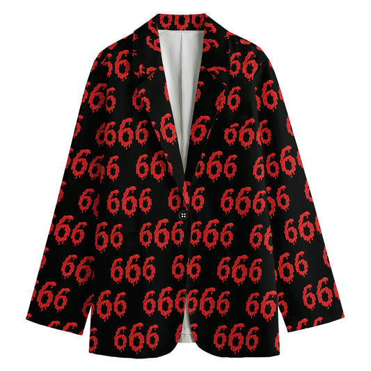 666 Satan Pattern Print Women's Cotton Blazer