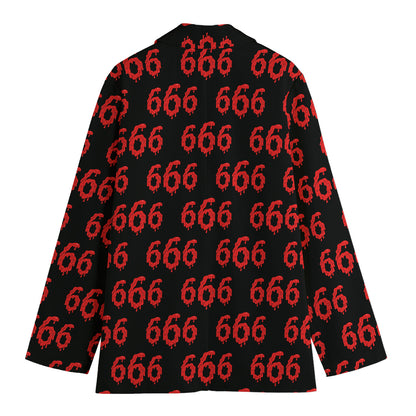 666 Satan Pattern Print Women's Cotton Blazer