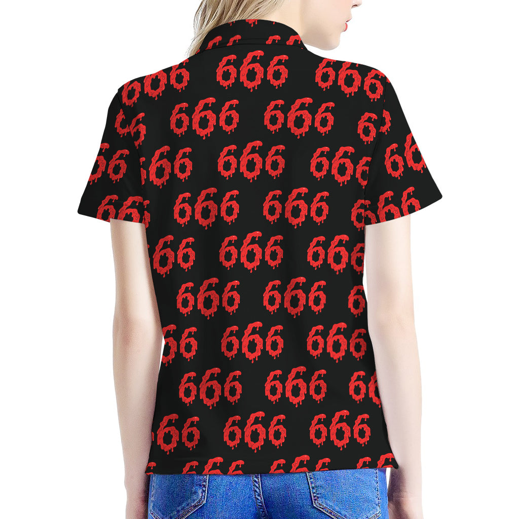 666 Satan Pattern Print Women's Polo Shirt