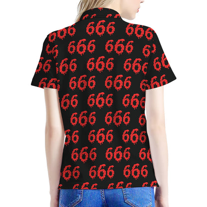 666 Satan Pattern Print Women's Polo Shirt