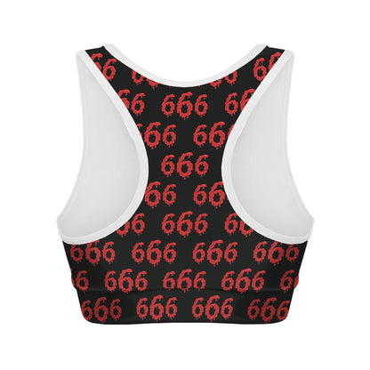 666 Satan Pattern Print Women's Sports Bra