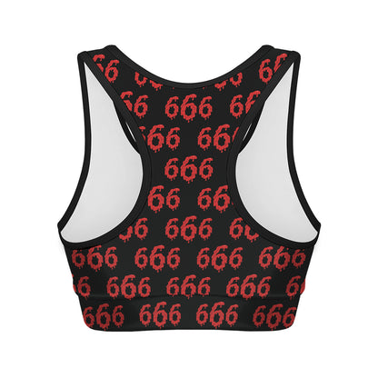 666 Satan Pattern Print Women's Sports Bra