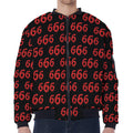 666 Satan Pattern Print Zip Sleeve Bomber Jacket