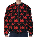 666 Satan Pattern Print Zip Sleeve Bomber Jacket