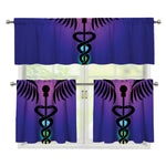 7 Chakras Caduceus Print 3 Piece Kitchen Curtains