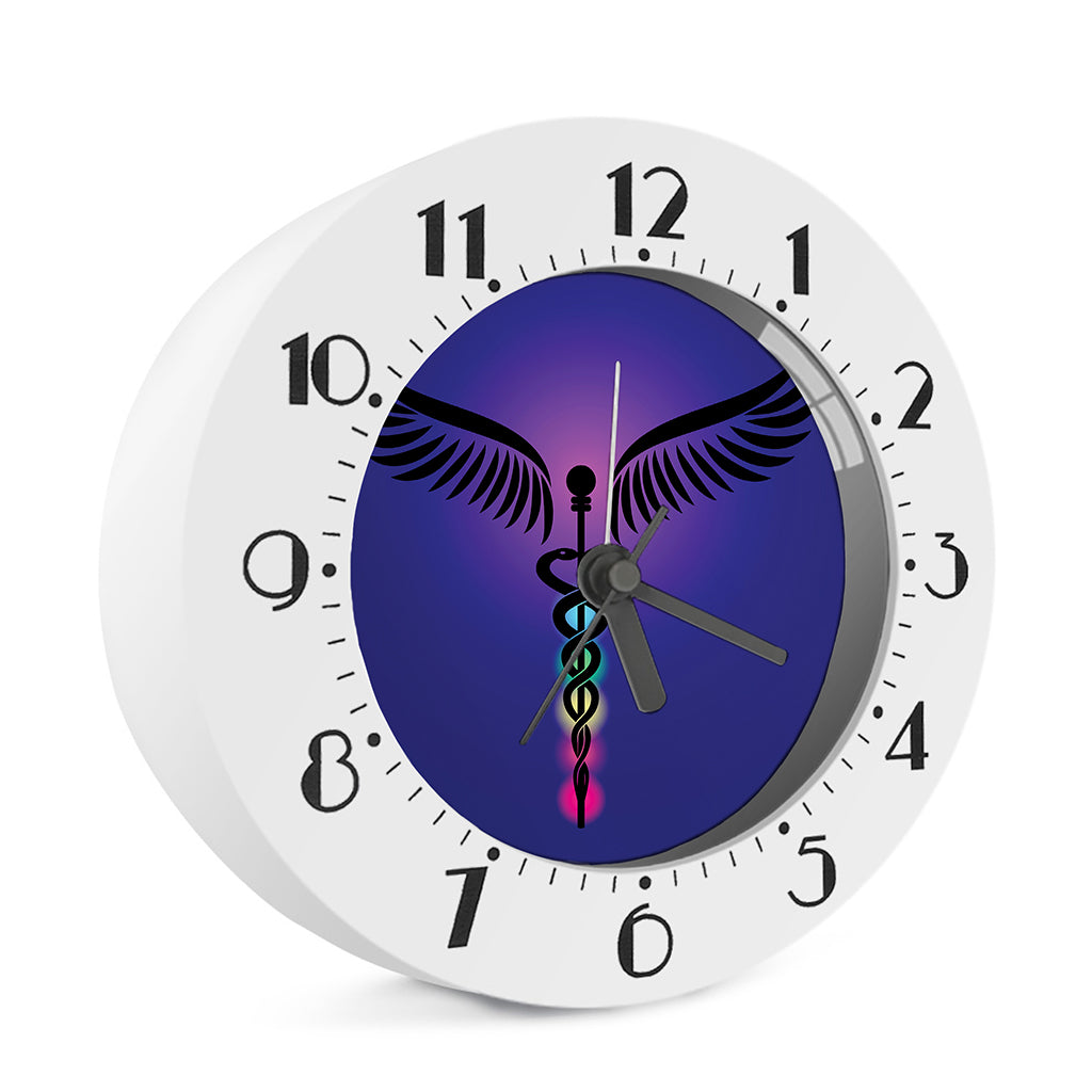 7 Chakras Caduceus Print Alarm Clock