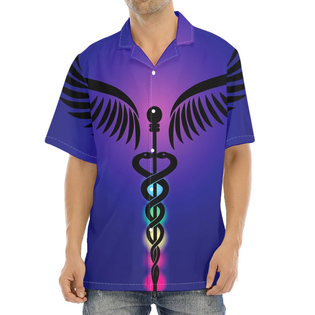 7 Chakras Caduceus Print Aloha Shirt