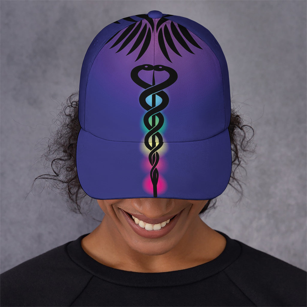 7 Chakras Caduceus Print Baseball Cap