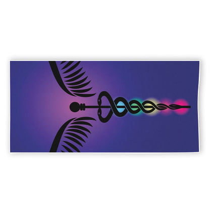 7 Chakras Caduceus Print Beach Towel