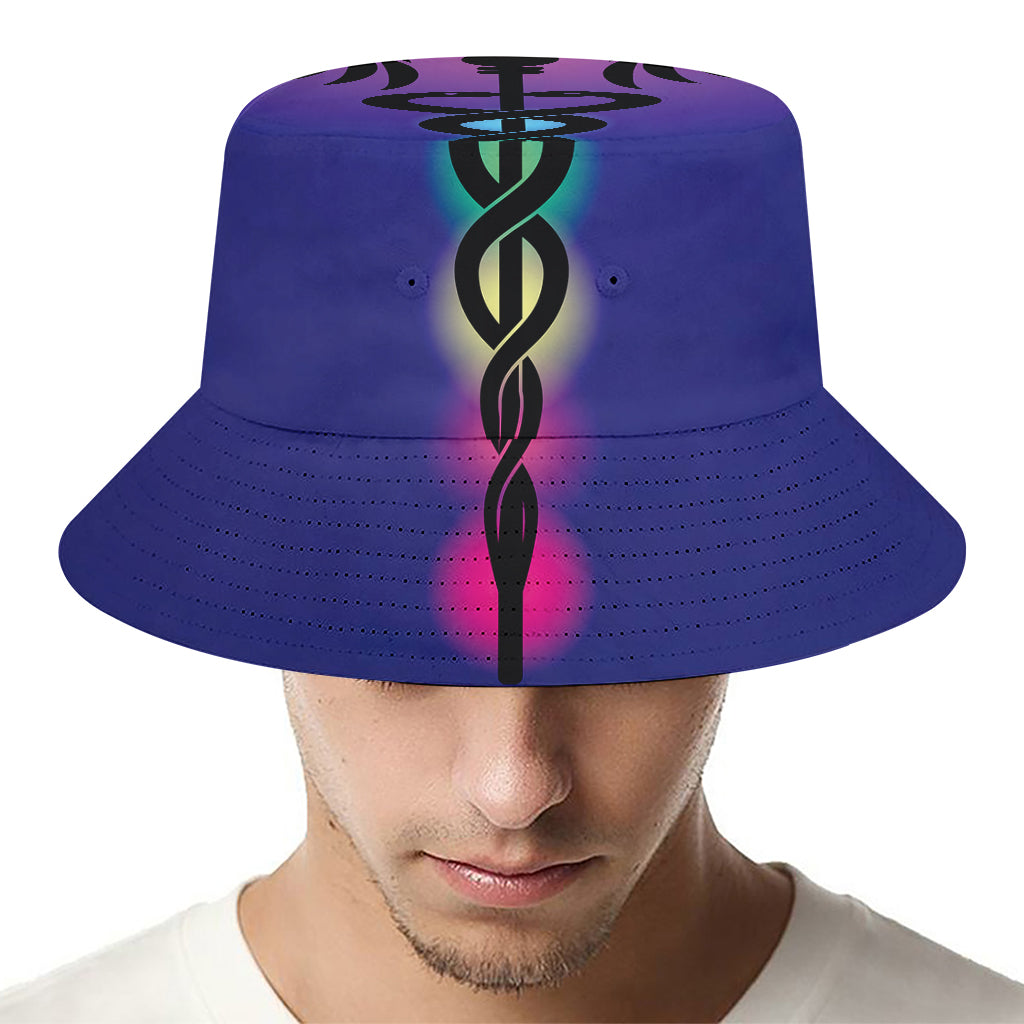 7 Chakras Caduceus Print Bucket Hat