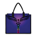 7 Chakras Caduceus Print Canvas Tote Bag
