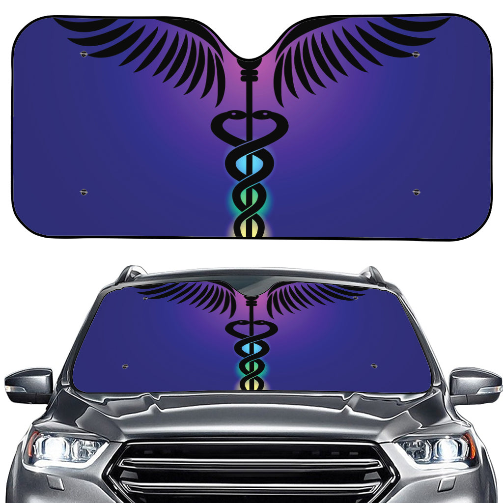 7 Chakras Caduceus Print Car Windshield Sun Shade