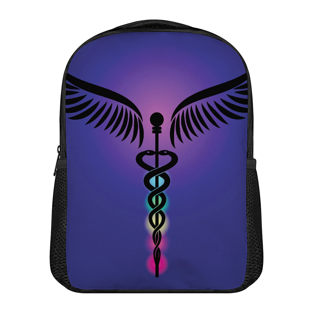 7 Chakras Caduceus Print Casual Backpack