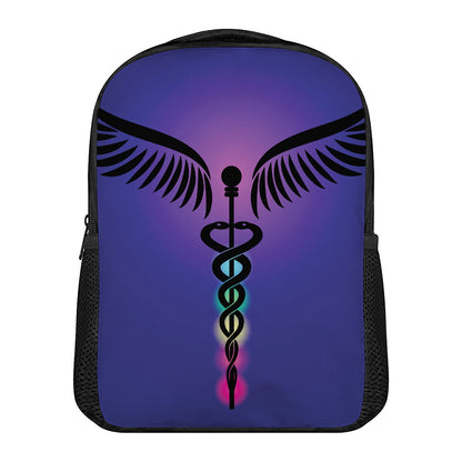 7 Chakras Caduceus Print Casual Backpack