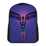 7 Chakras Caduceus Print Casual Backpack