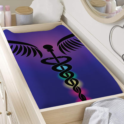 7 Chakras Caduceus Print Changing Pad Cover