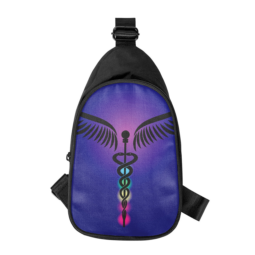 7 Chakras Caduceus Print Chest Bag