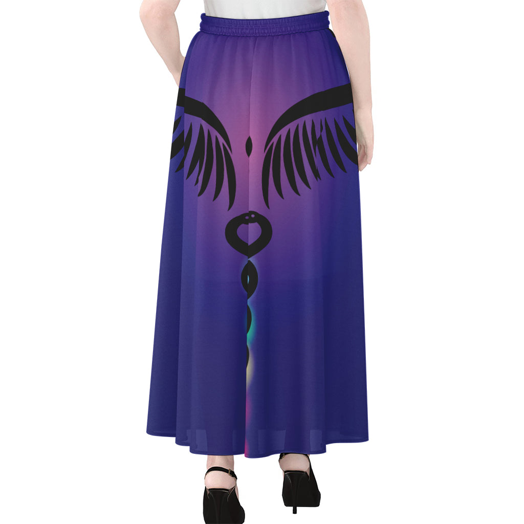 7 Chakras Caduceus Print Chiffon Maxi Skirt