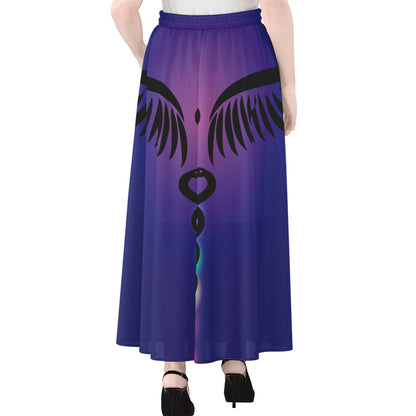 7 Chakras Caduceus Print Chiffon Maxi Skirt