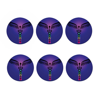 7 Chakras Caduceus Print Coaster Set