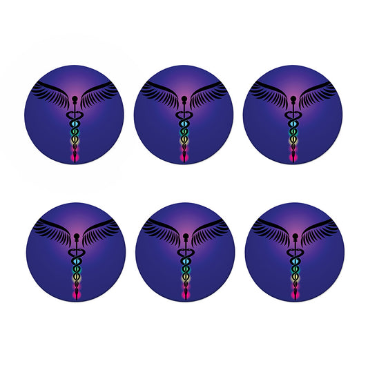 7 Chakras Caduceus Print Coaster Set