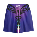 7 Chakras Caduceus Print Cotton Shorts