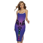 7 Chakras Caduceus Print Cross Back Cami Dress