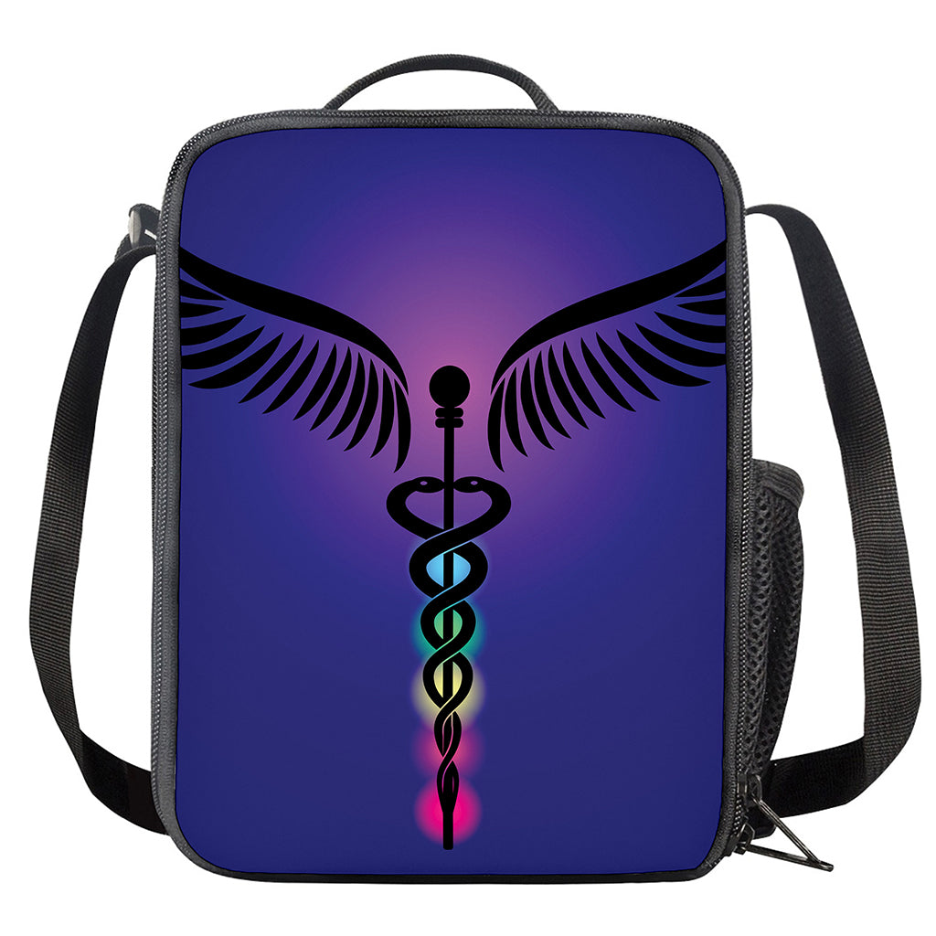 7 Chakras Caduceus Print Crossbody Lunch Bag