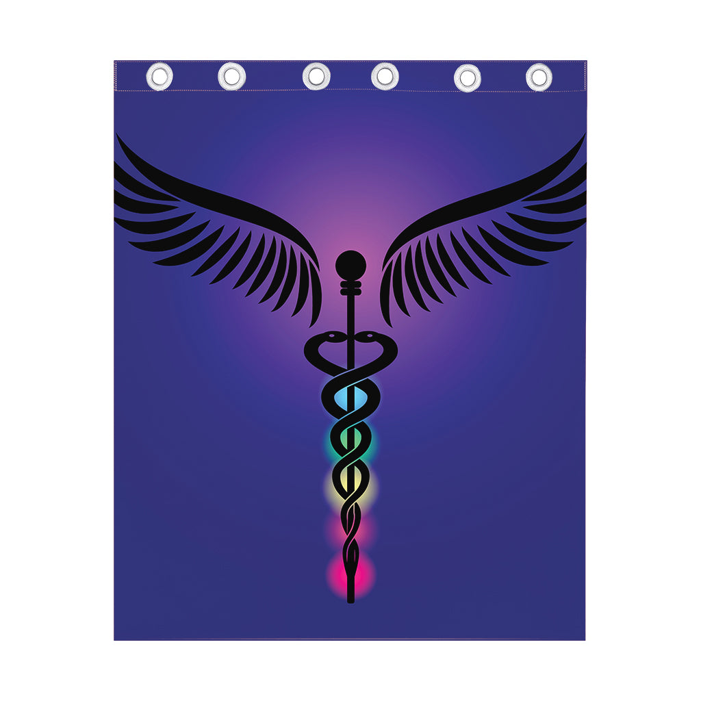 7 Chakras Caduceus Print Curtain