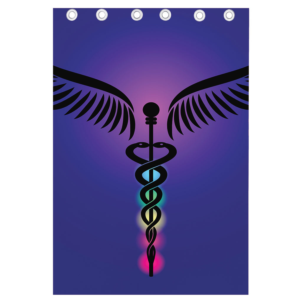 7 Chakras Caduceus Print Curtain