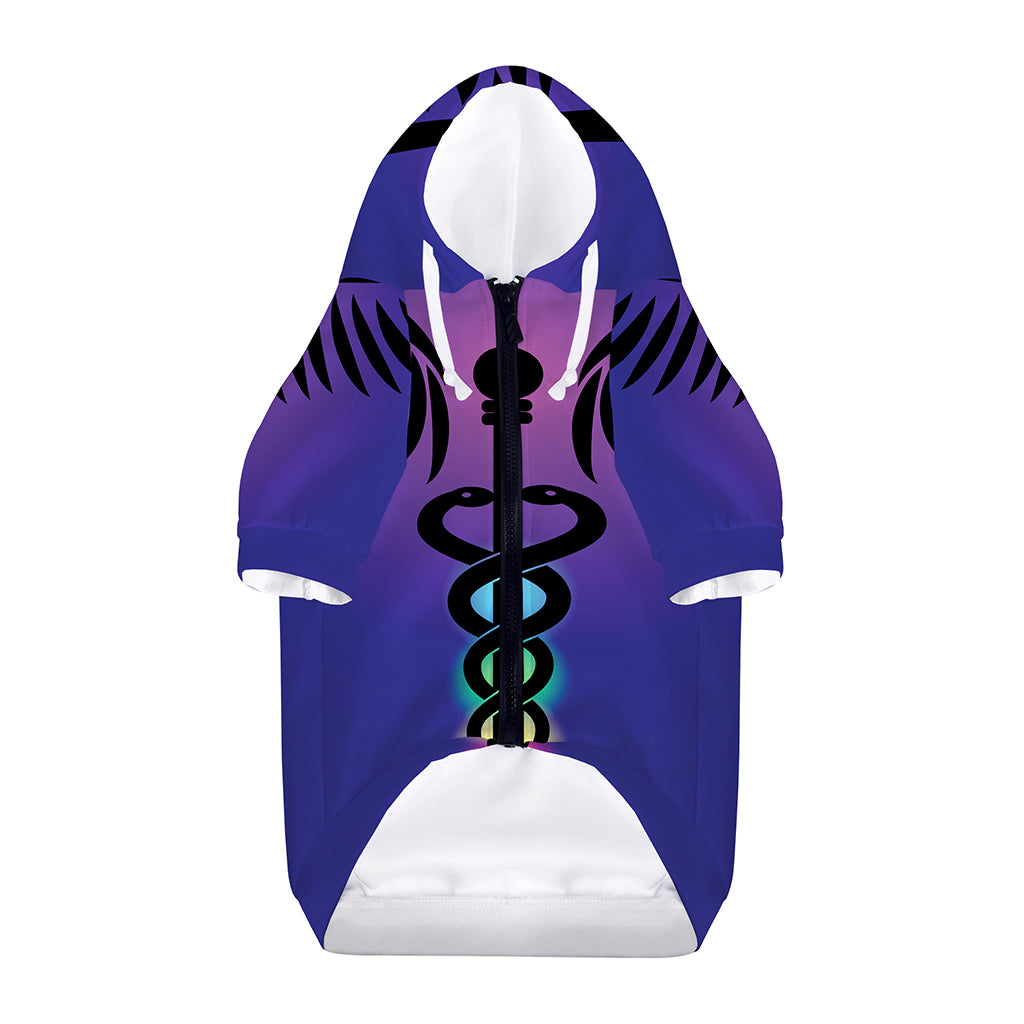 7 Chakras Caduceus Print Dog Zip Up Hoodie