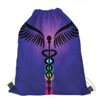 7 Chakras Caduceus Print Drawstring Bag