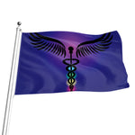 7 Chakras Caduceus Print Flag