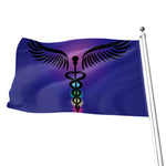 7 Chakras Caduceus Print Flag