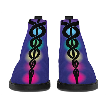 7 Chakras Caduceus Print Flat Ankle Boots