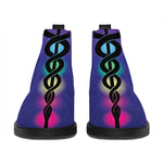 7 Chakras Caduceus Print Flat Ankle Boots