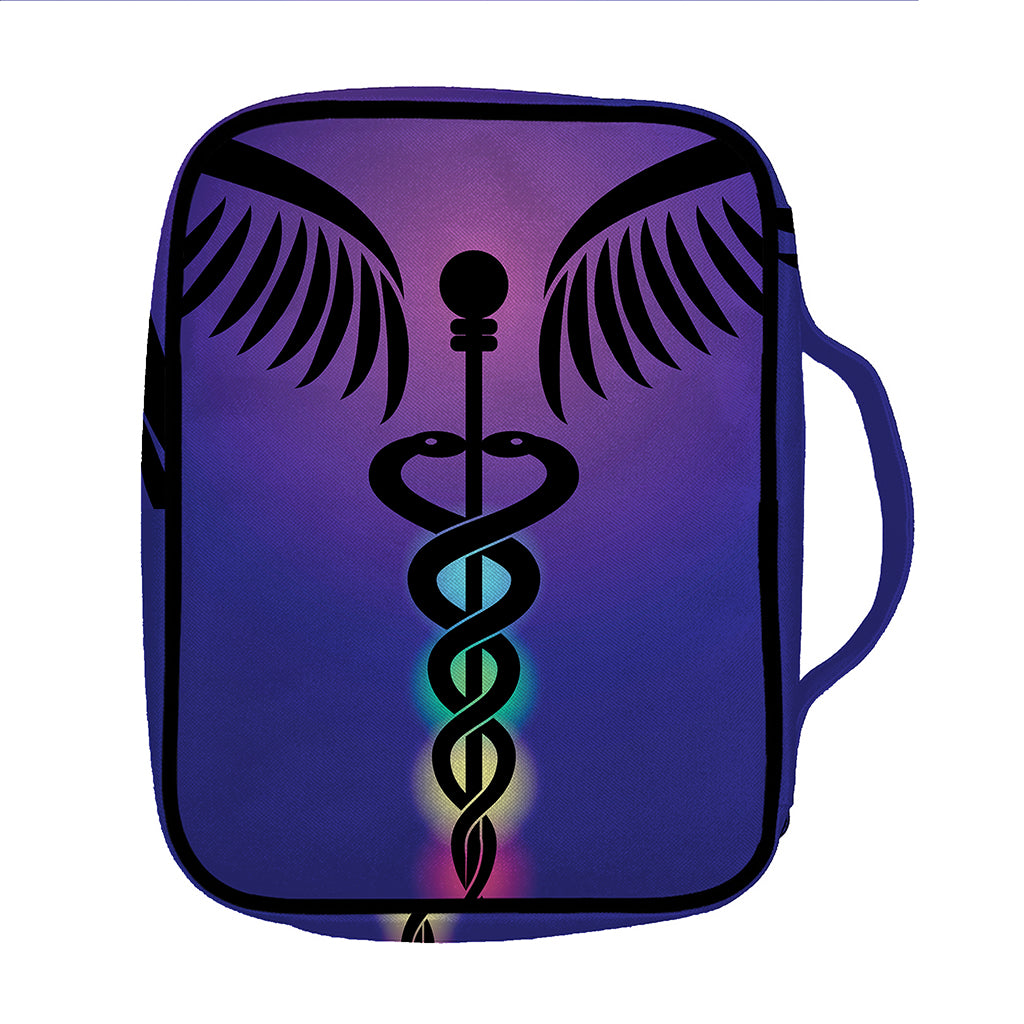7 Chakras Caduceus Print Front Pocket Bible Bag