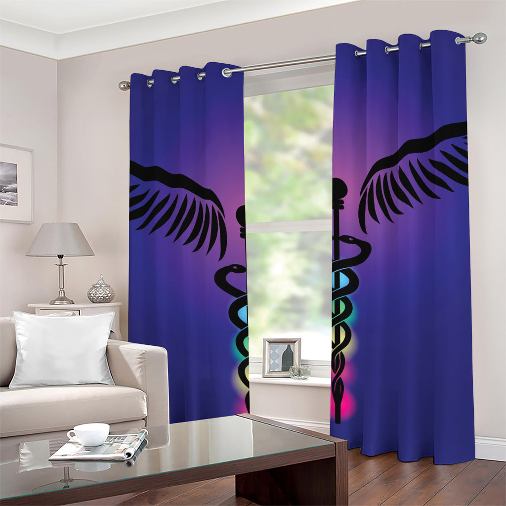 7 Chakras Caduceus Print Grommet Curtains