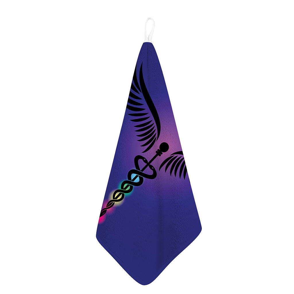 7 Chakras Caduceus Print Hand Towel