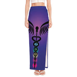 7 Chakras Caduceus Print High Slit Maxi Skirt