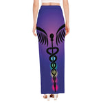 7 Chakras Caduceus Print High Slit Maxi Skirt