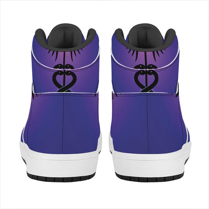 7 Chakras Caduceus Print High Top Leather Sneakers