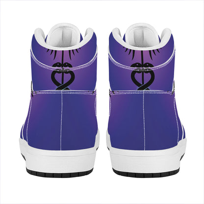 7 Chakras Caduceus Print High Top Leather Sneakers