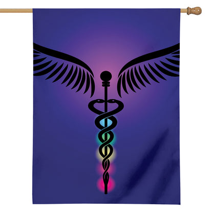 7 Chakras Caduceus Print House Flag