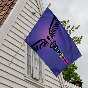 7 Chakras Caduceus Print House Flag